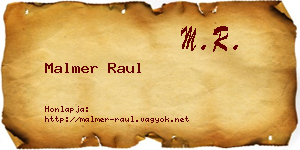 Malmer Raul névjegykártya